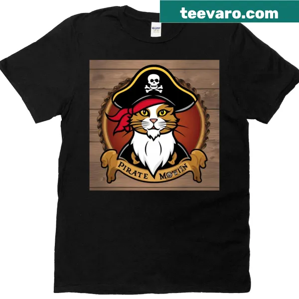 Illustration of a pirate captain on a whimsical T-shirt