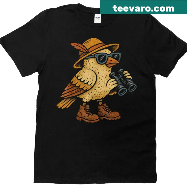 Illustrated T-shirt for bird lovers featuring various bird species