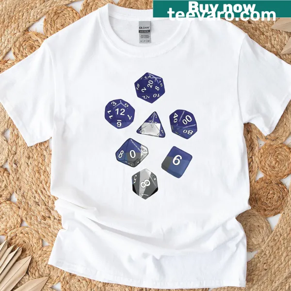 Dice-themed graphic with playful text on a t-shirt
