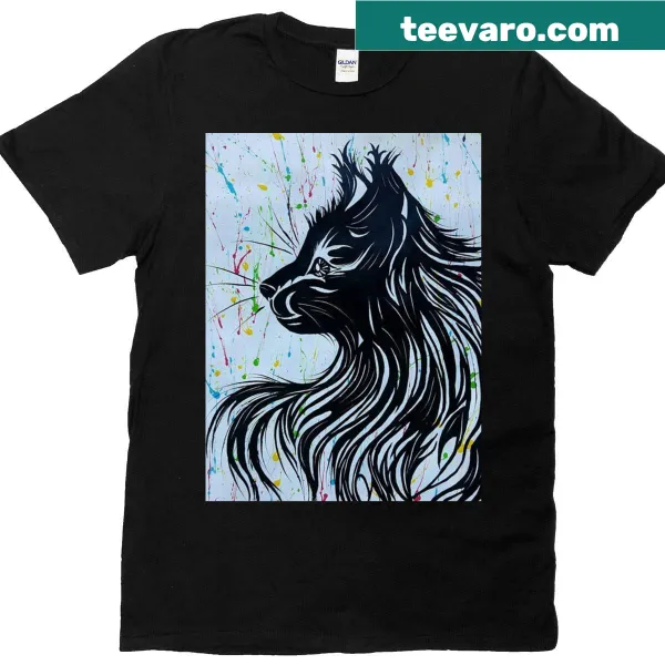 Playful cat illustration on a fun graphic t-shirt