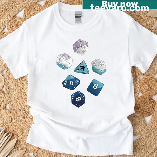 Celestial-themed T-shirt with intricate dice illustrations