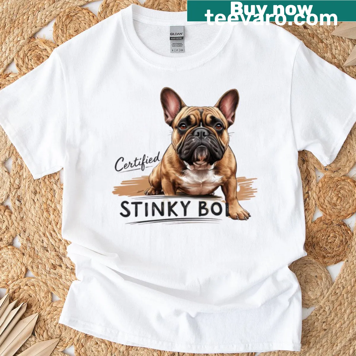 Vintage illustration of a confident French Bulldog on t-shirt — on a men's t-shirt