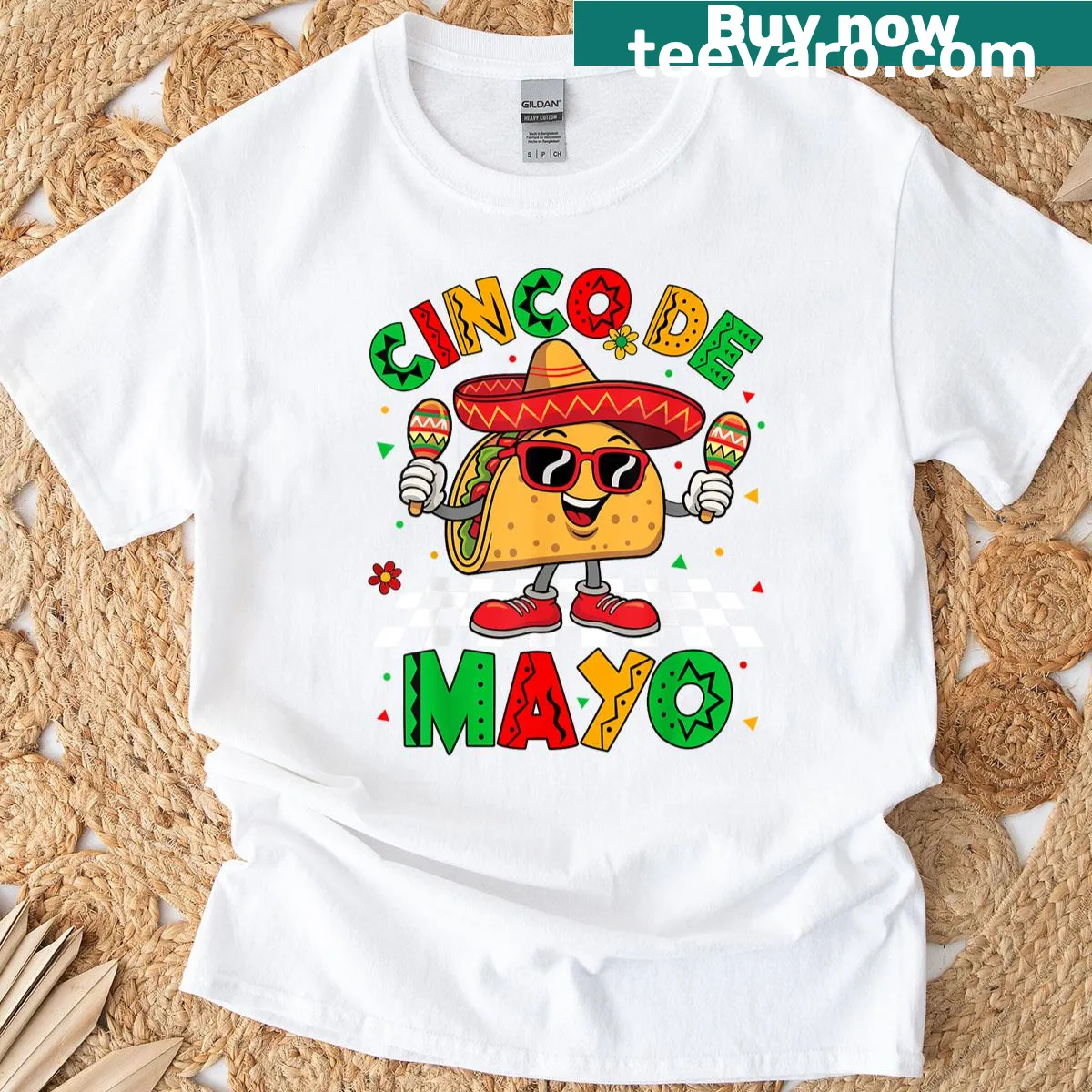 Funny T-shirt featuring a taco graphic for Cinco de Mayo — on a men's t-shirt