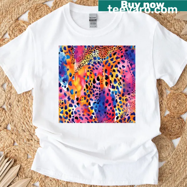 Watercolor leopard print t-shirt with abstract animal pattern