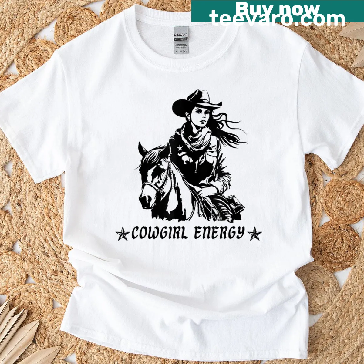 Vintage-style T-shirt embodying cowgirl energy and rustic charm — on a men's t-shirt