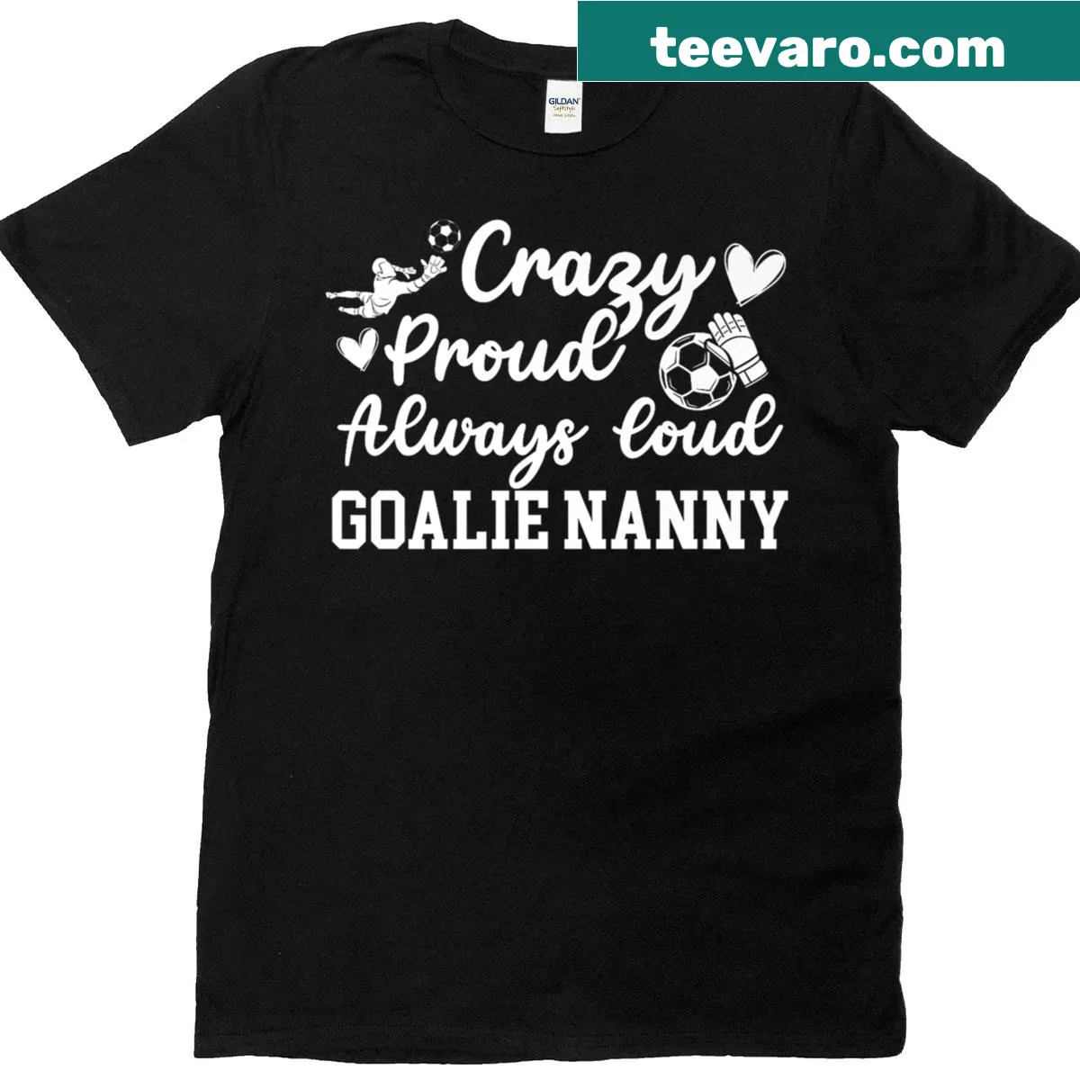 Proud Soccer Goalie Nanny t-shirt with bold typography — on a men's t-shirt