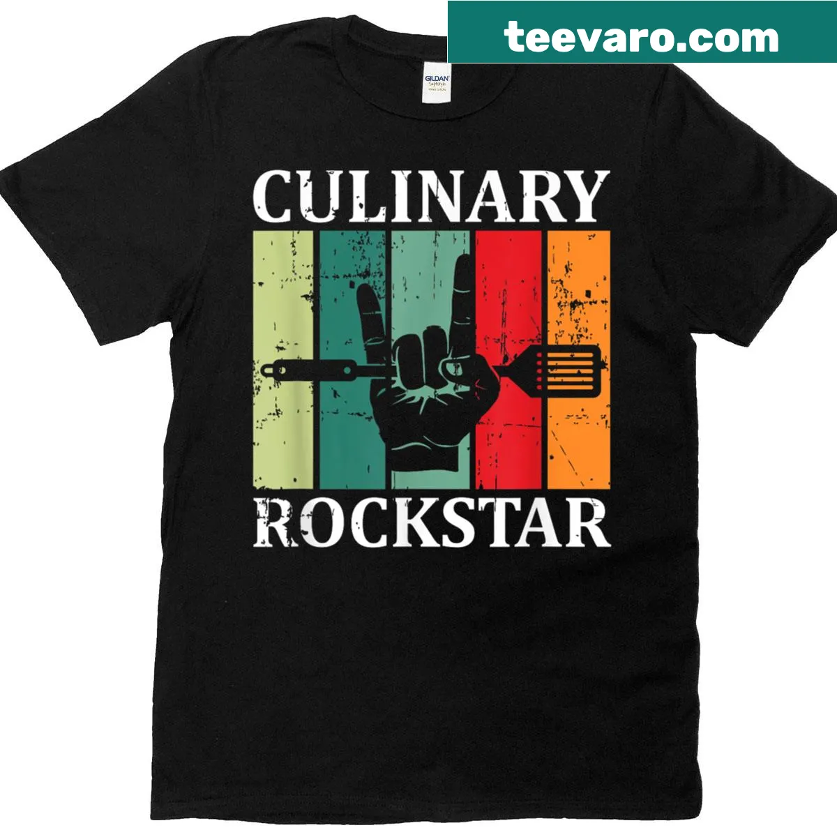 Vintage culinary t-shirt featuring a chef in action — on a men's t-shirt