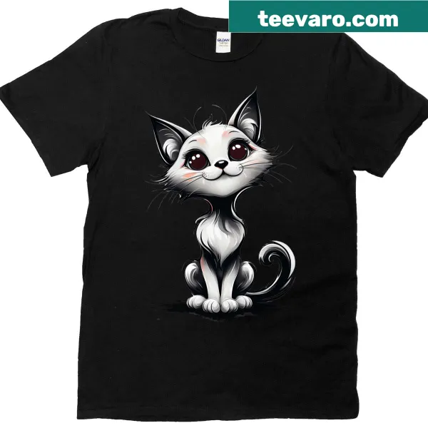 Oversized T-shirt with a cute cat graphic
