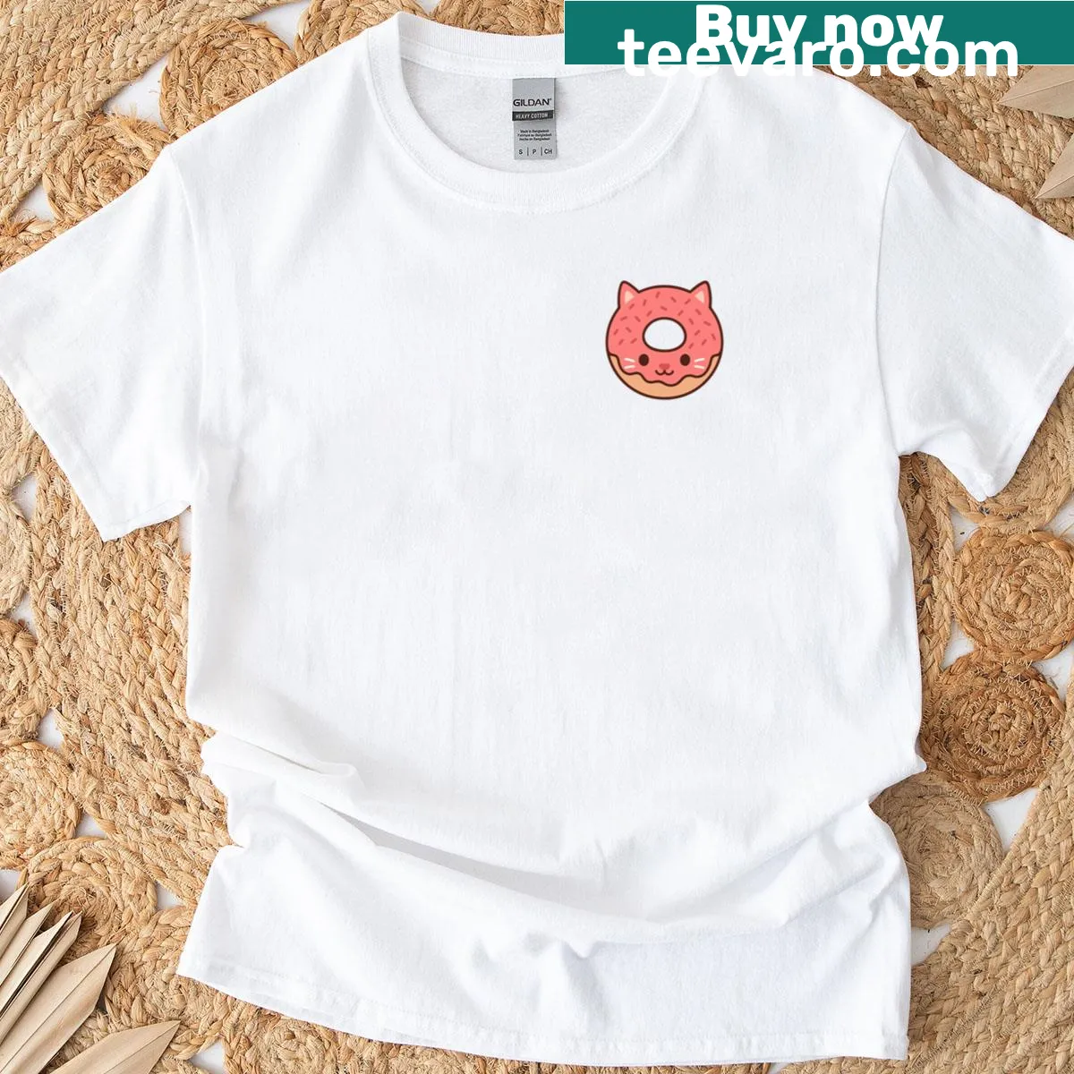 Cute cat illustration with strawberries on a t-shirt — on a men's t-shirt