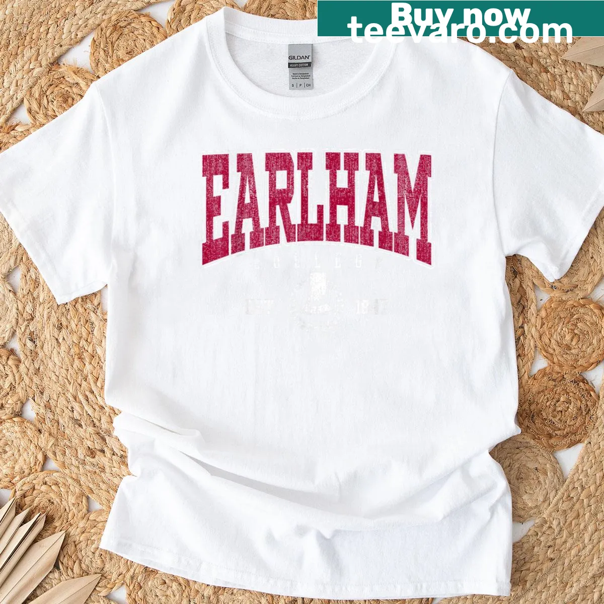 Retro Earlham T-shirt with vintage arch design for nostalgic fans — on a men's t-shirt