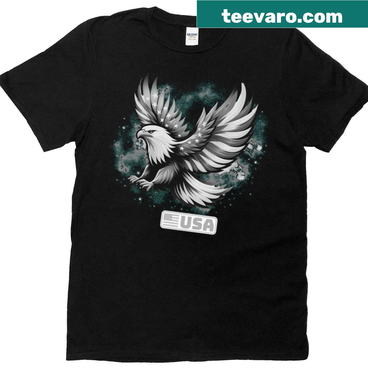 Patriotic T-shirt with American pride and freedom quotes — on a men's t-shirt