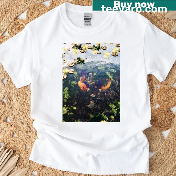 Graphic of fishing elements on a casual T-shirt