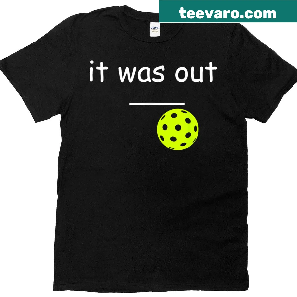 Funny pickleball quote graphic on a t-shirt — on a men's t-shirt