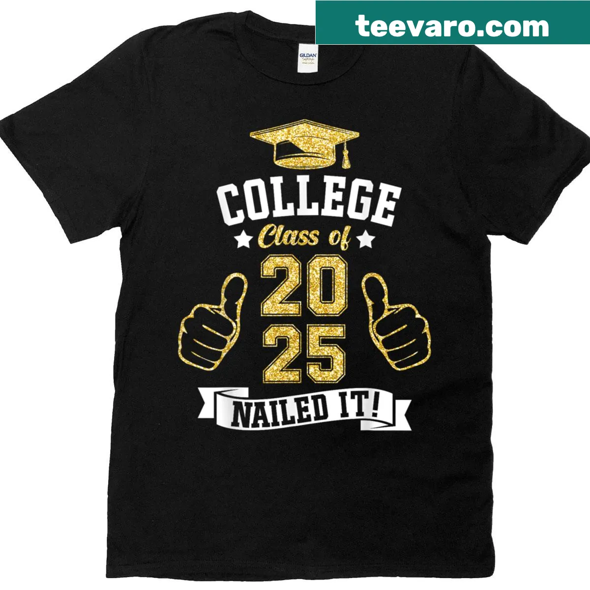 Graduation t-shirt for the Class of 2025 with bold text saying 'Nailed It'. — on a men's t-shirt
