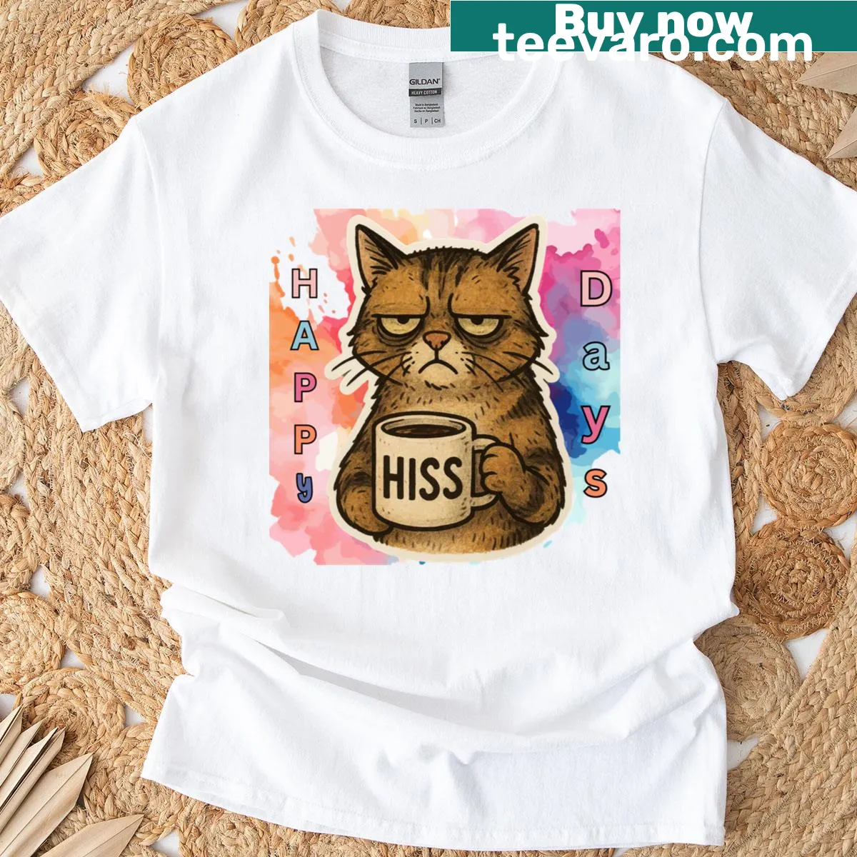 Sarcastic Grumpy Cat graphic on a humorous T-shirt — on a men's t-shirt