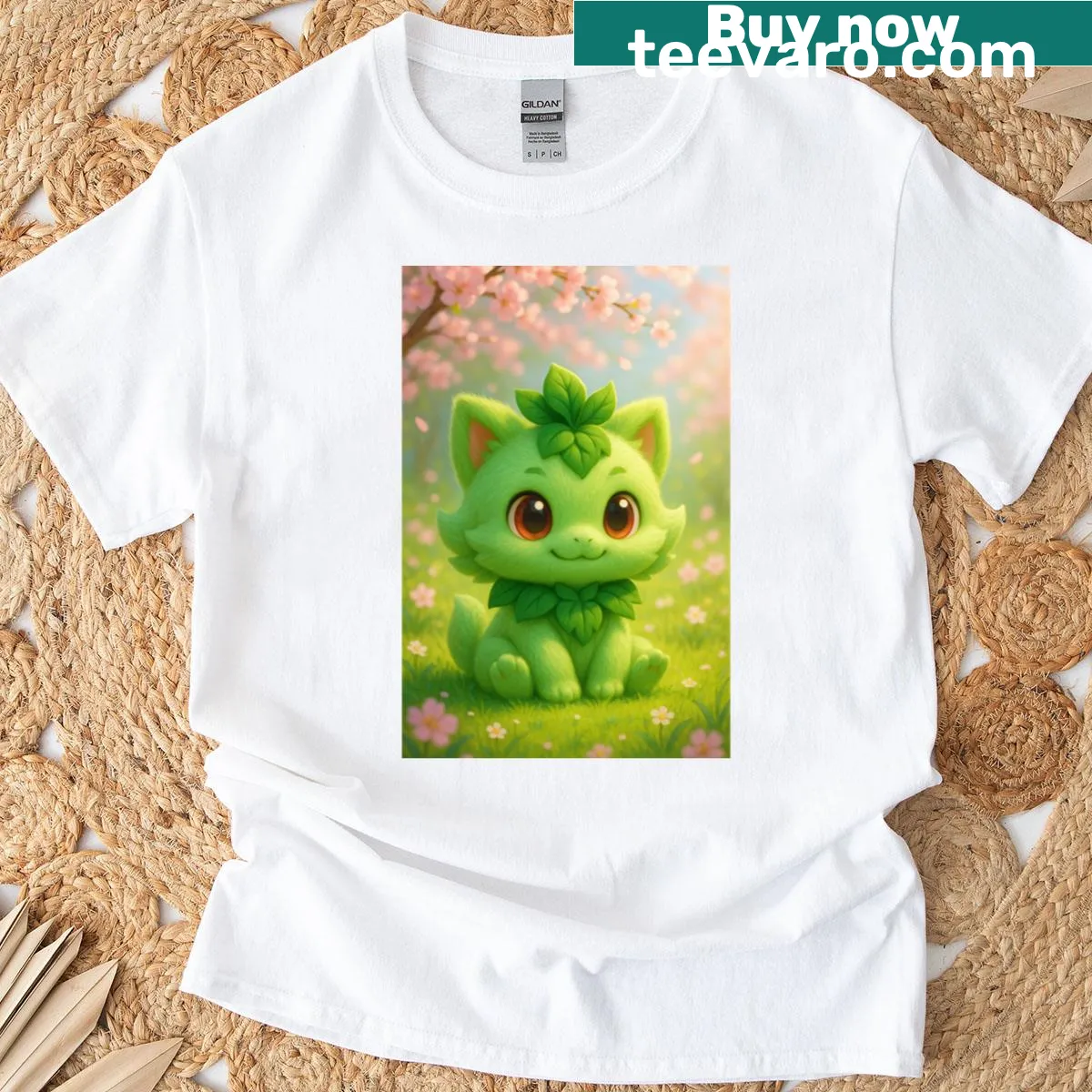 Illustration of a serene forest scene with wildlife — on a men's t-shirt
