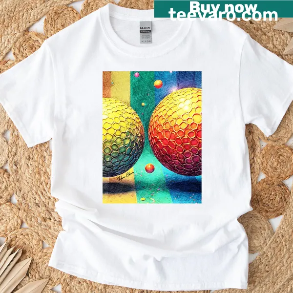 Abstract T-shirt design with rainbow spheres
