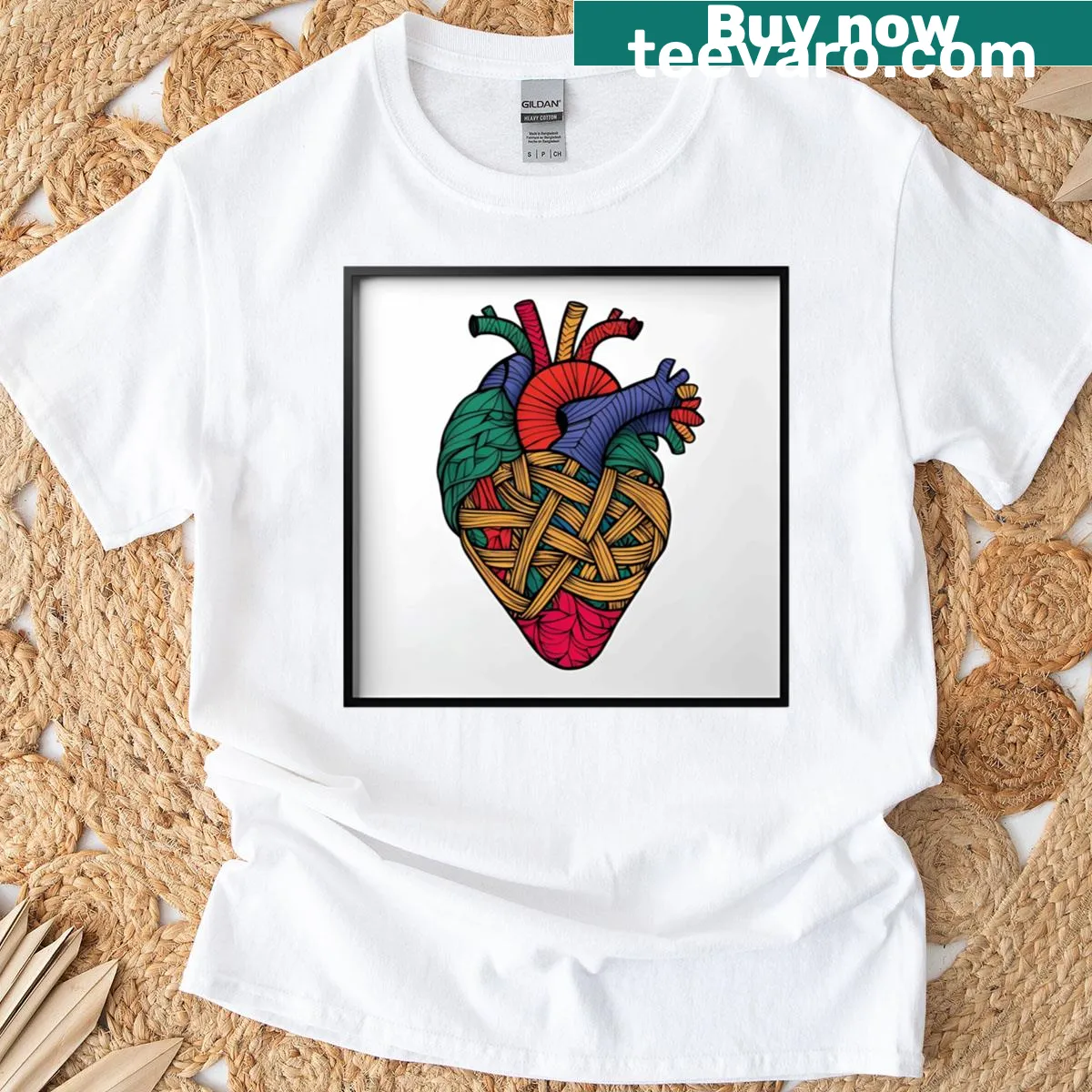 LGBT T-shirt featuring a colorful heart design — on a men's t-shirt