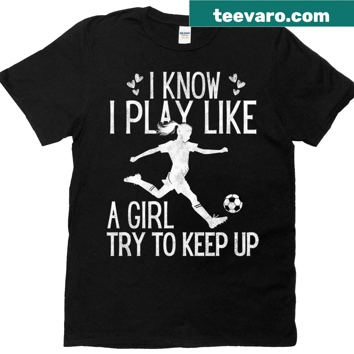 Funny soccer t-shirt featuring playful graphics celebrating female players — on a men's t-shirt