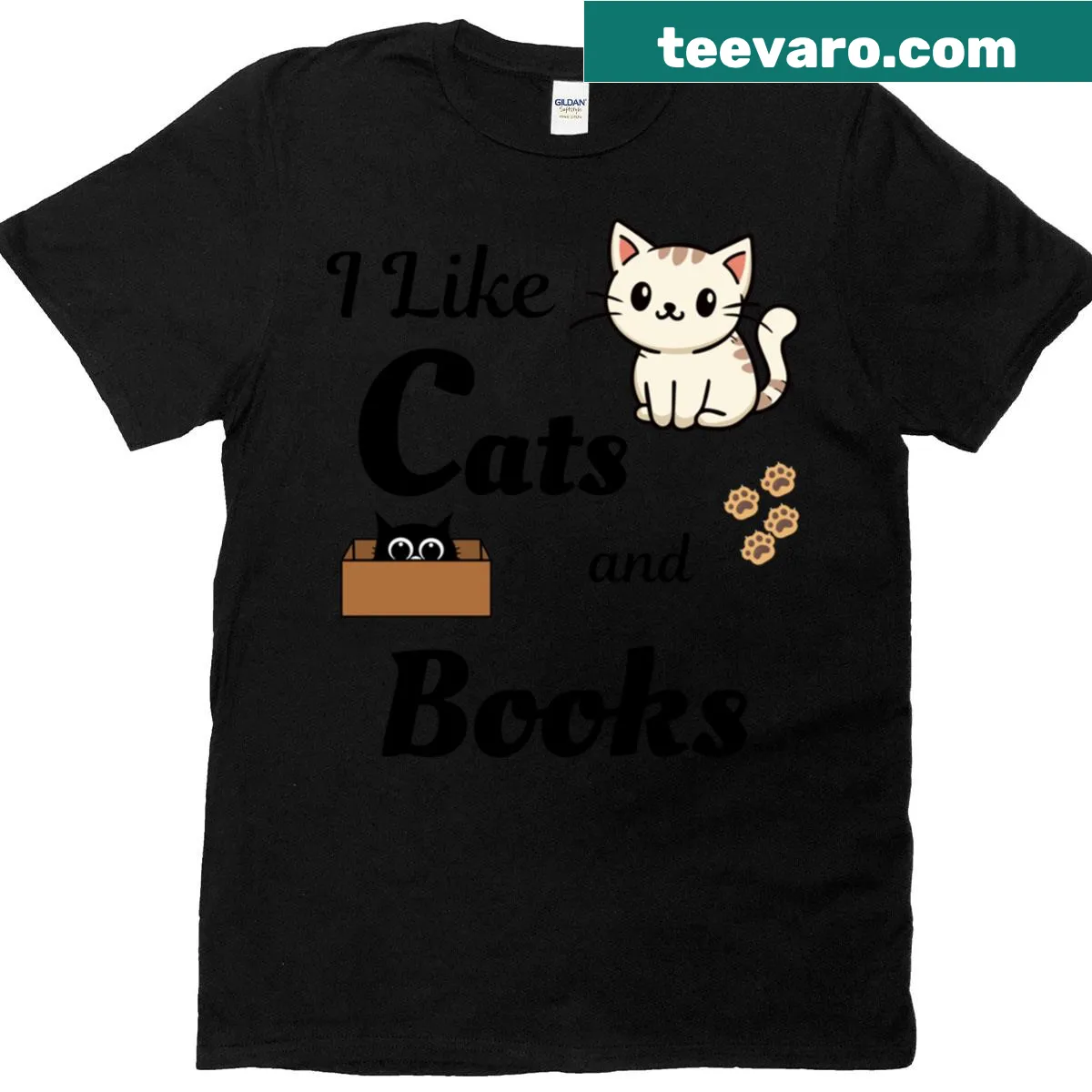 Oversized T-shirt with text about liking cats and books — on a men's t-shirt
