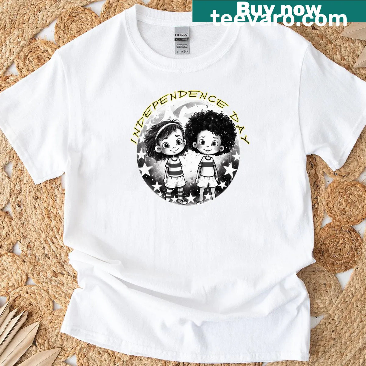 Patriotic graphic on a T-shirt celebrating Independence Day — on a men's t-shirt