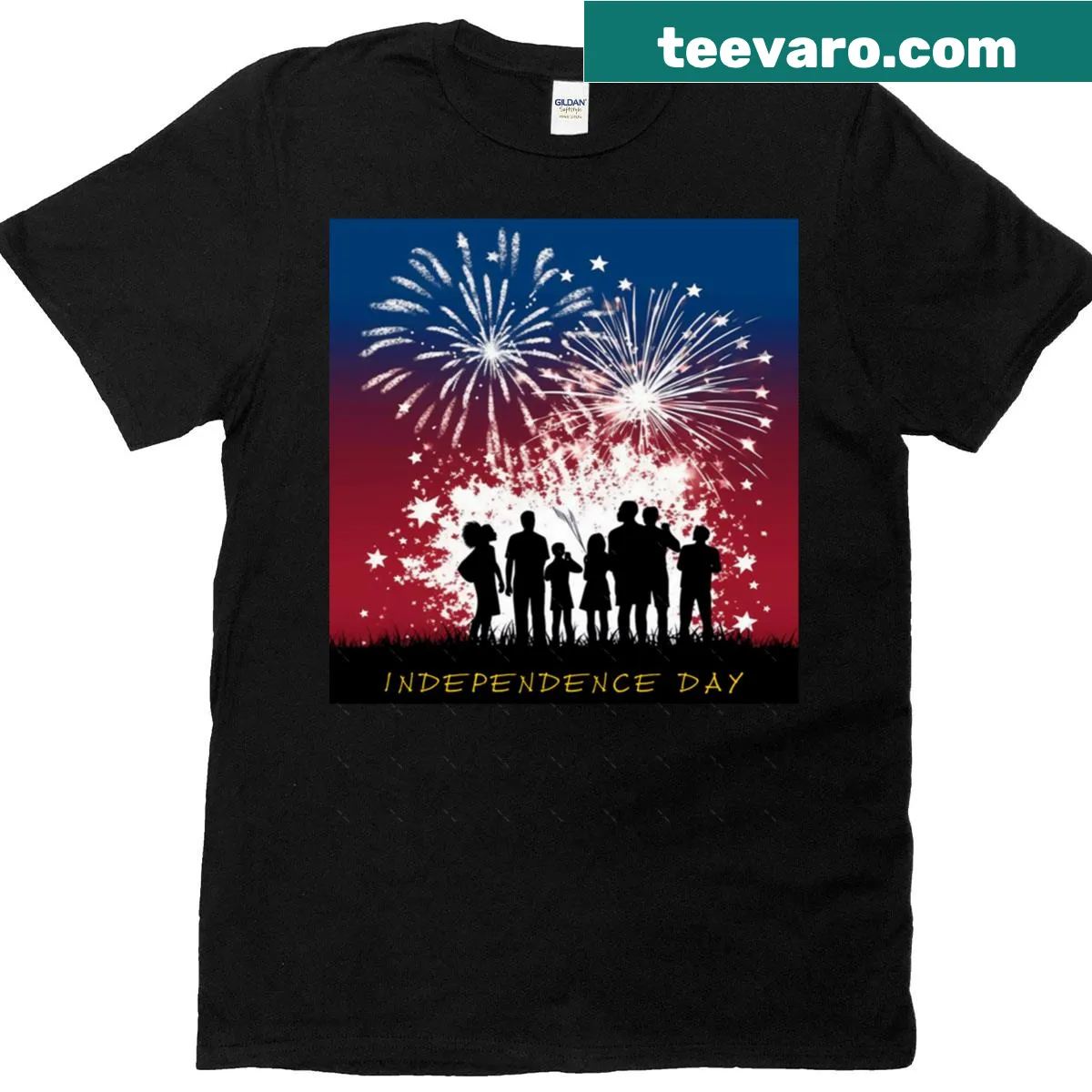 Oversized T-shirt for Independence Day featuring patriotic design — on a men's t-shirt