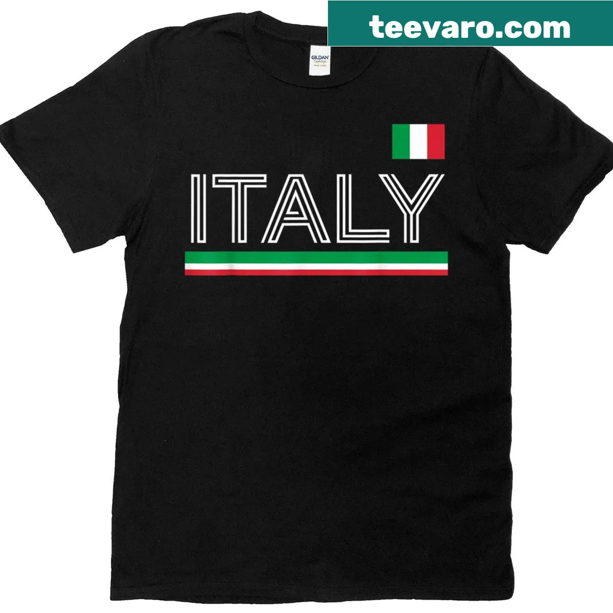 Vintage T-shirt featuring the Italian flag and Italian-themed text — on a men's t-shirt