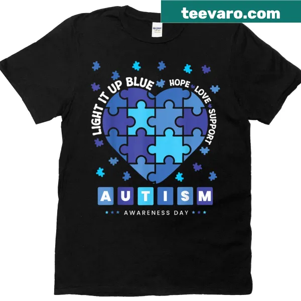 T-shirt with the message 'Light It Up Blue' for autism awareness