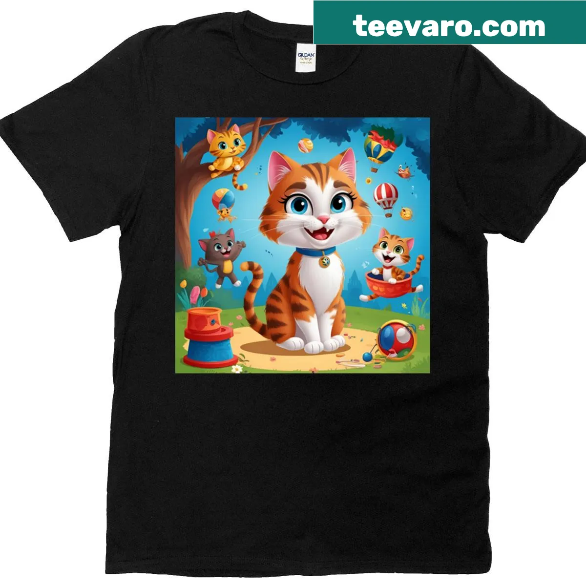 T-shirt celebrating beautiful young cats with playful graphics — on a men's t-shirt
