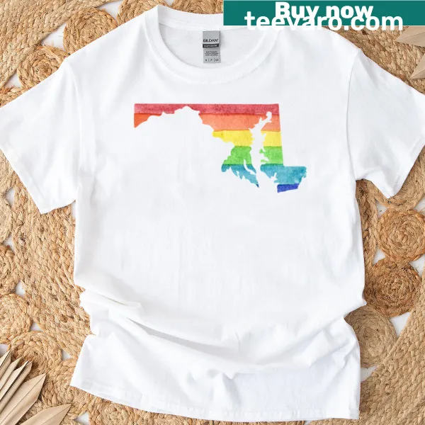 Typography T-shirt with 'Maryland For Pride' text