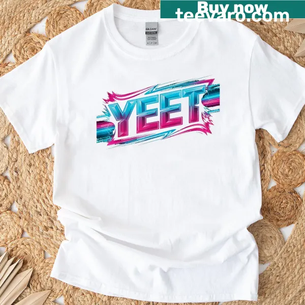 Vintage style T-shirt featuring the word 'yeet' in fun typography