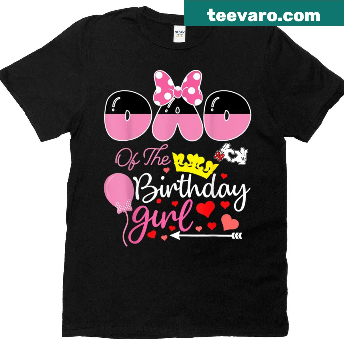 Cute T-shirt for parents of the birthday girl featuring an illustration of a pink bow. — on a men's t-shirt