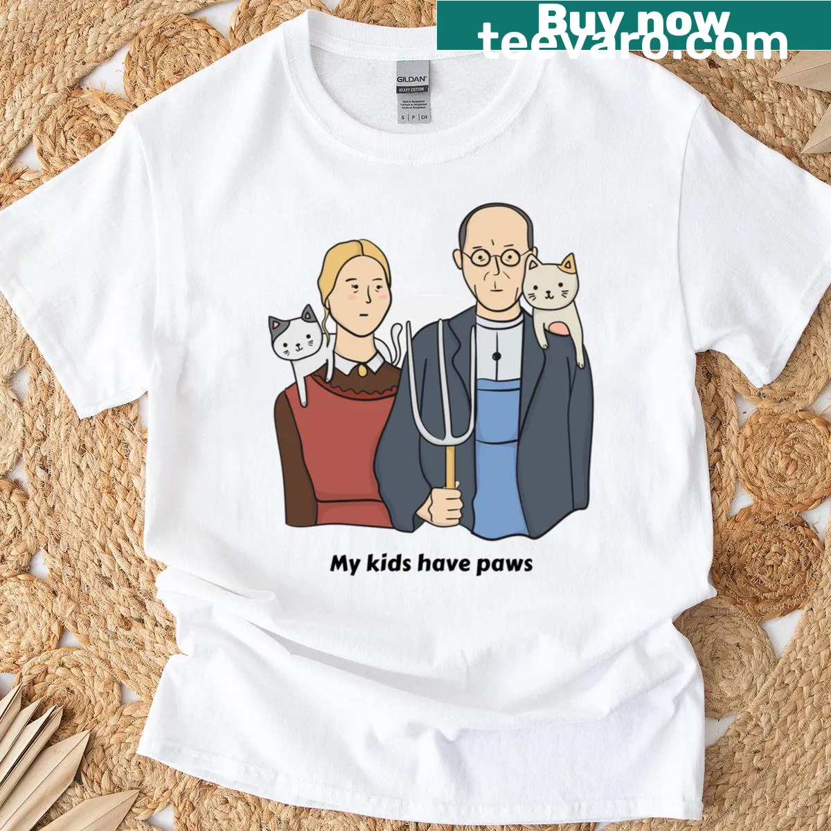 Heartfelt 'My Kids Have Paws' t-shirt for pet parents. — on a men's t-shirt