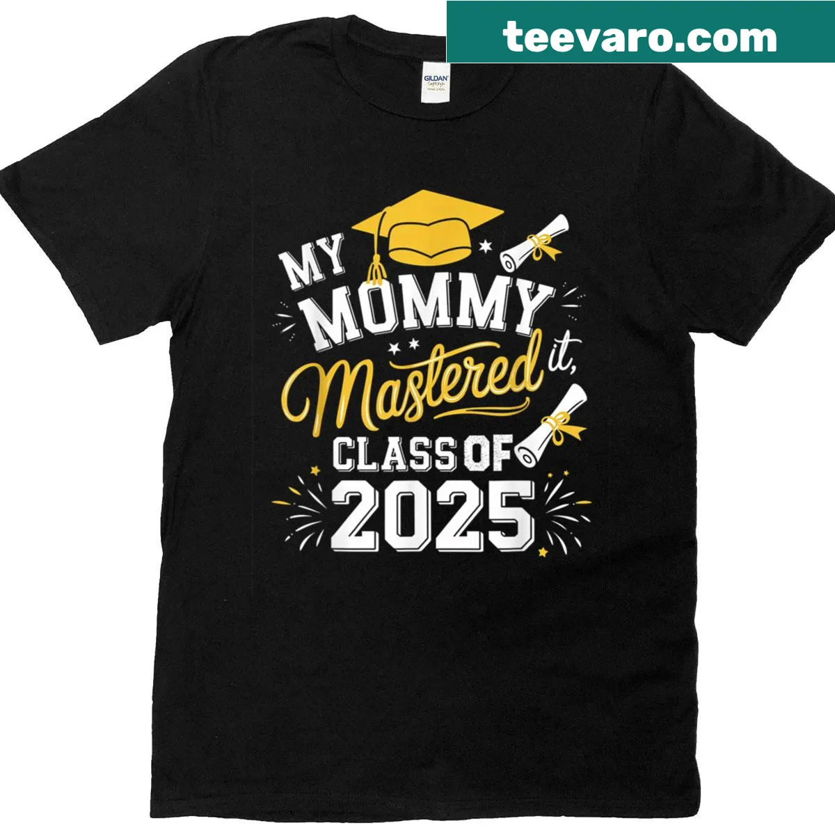 Graduation T-shirt celebrating a mother's achievement — on a men's t-shirt