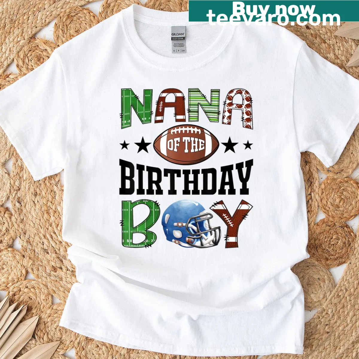 Proud 'Nana Of The Birthday Boy' t-shirt for football-loving grandmas. — on a men's t-shirt