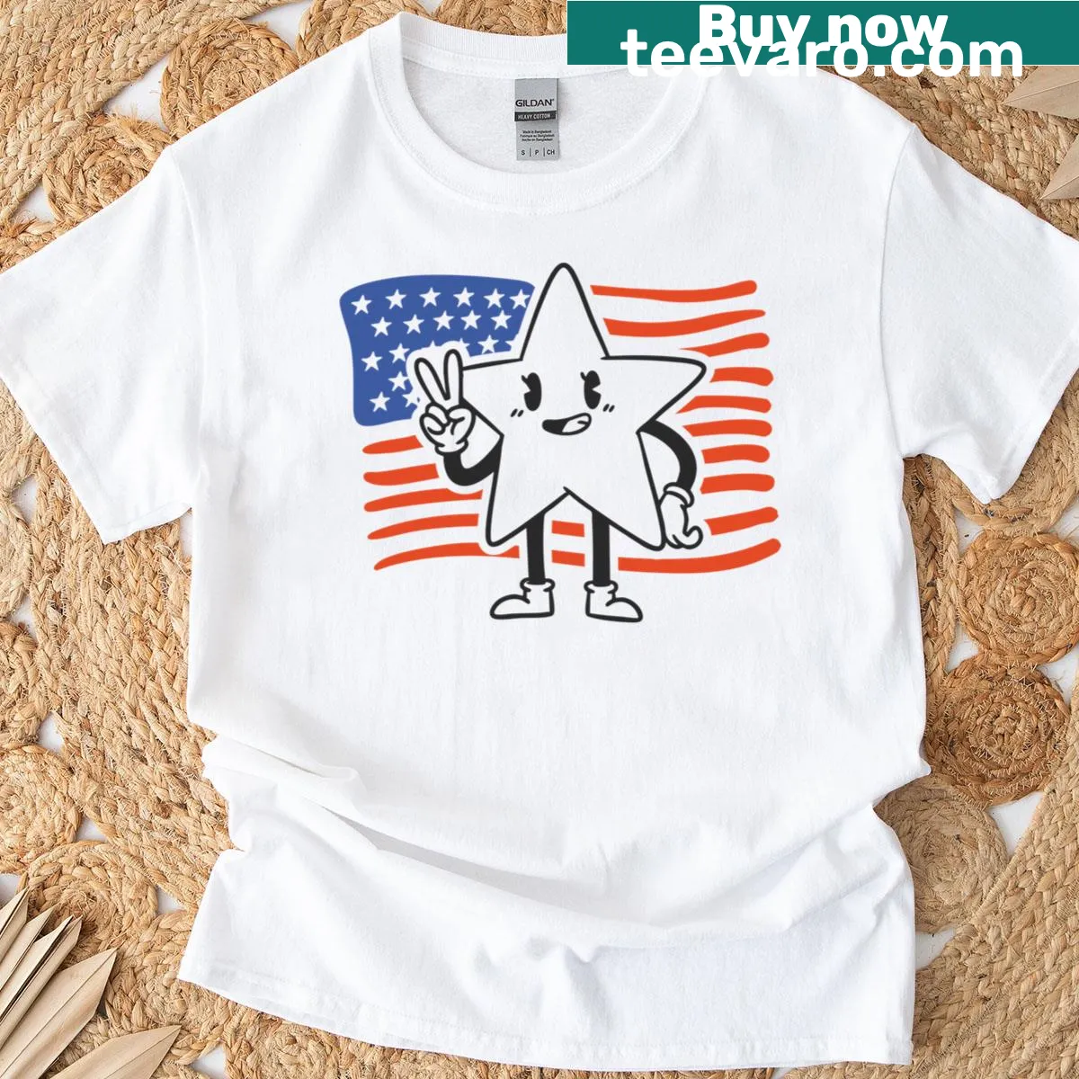 Artistic star design celebrating America on a T-shirt — on a men's t-shirt