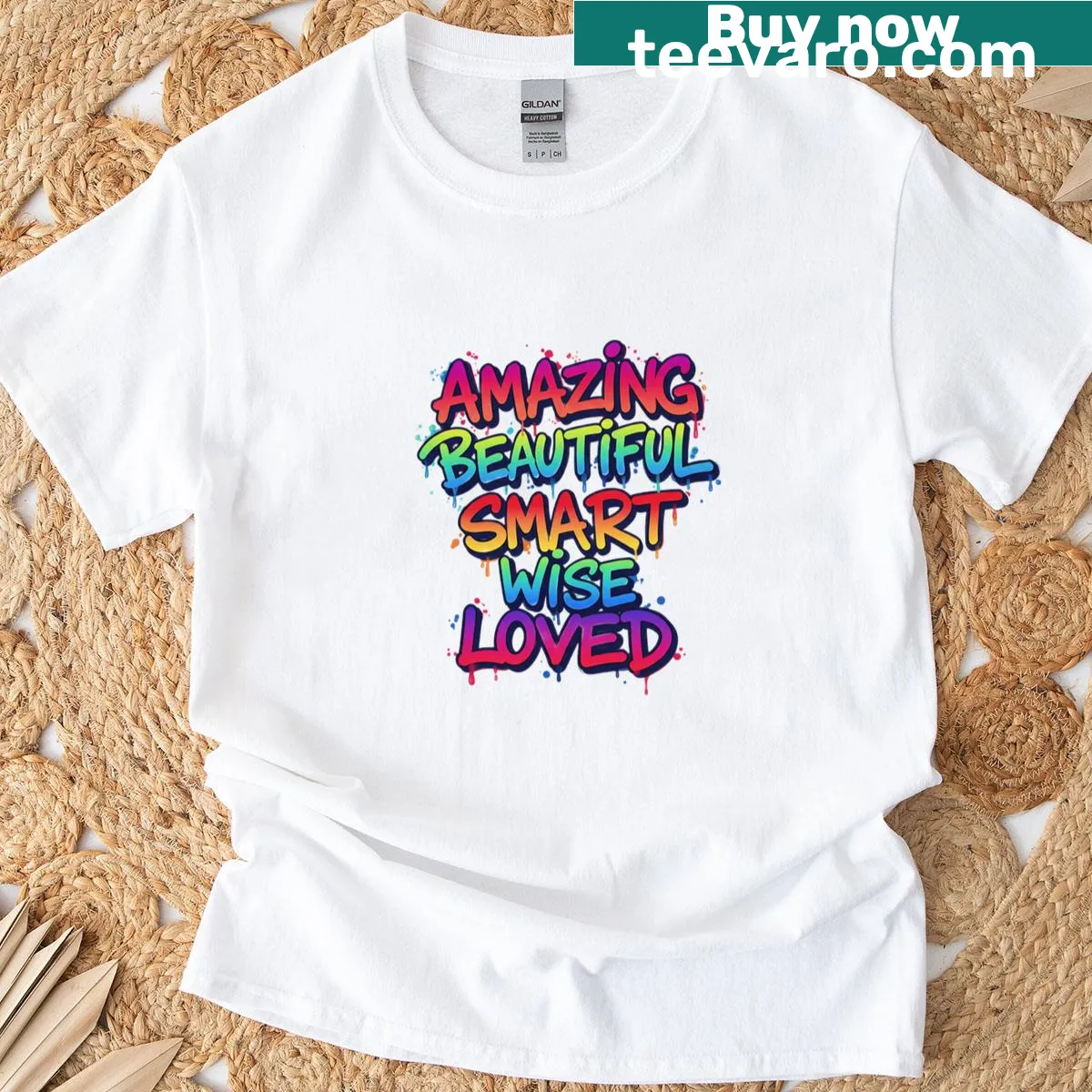 Positive affirmation graphic T-shirt with uplifting words — on a men's t-shirt