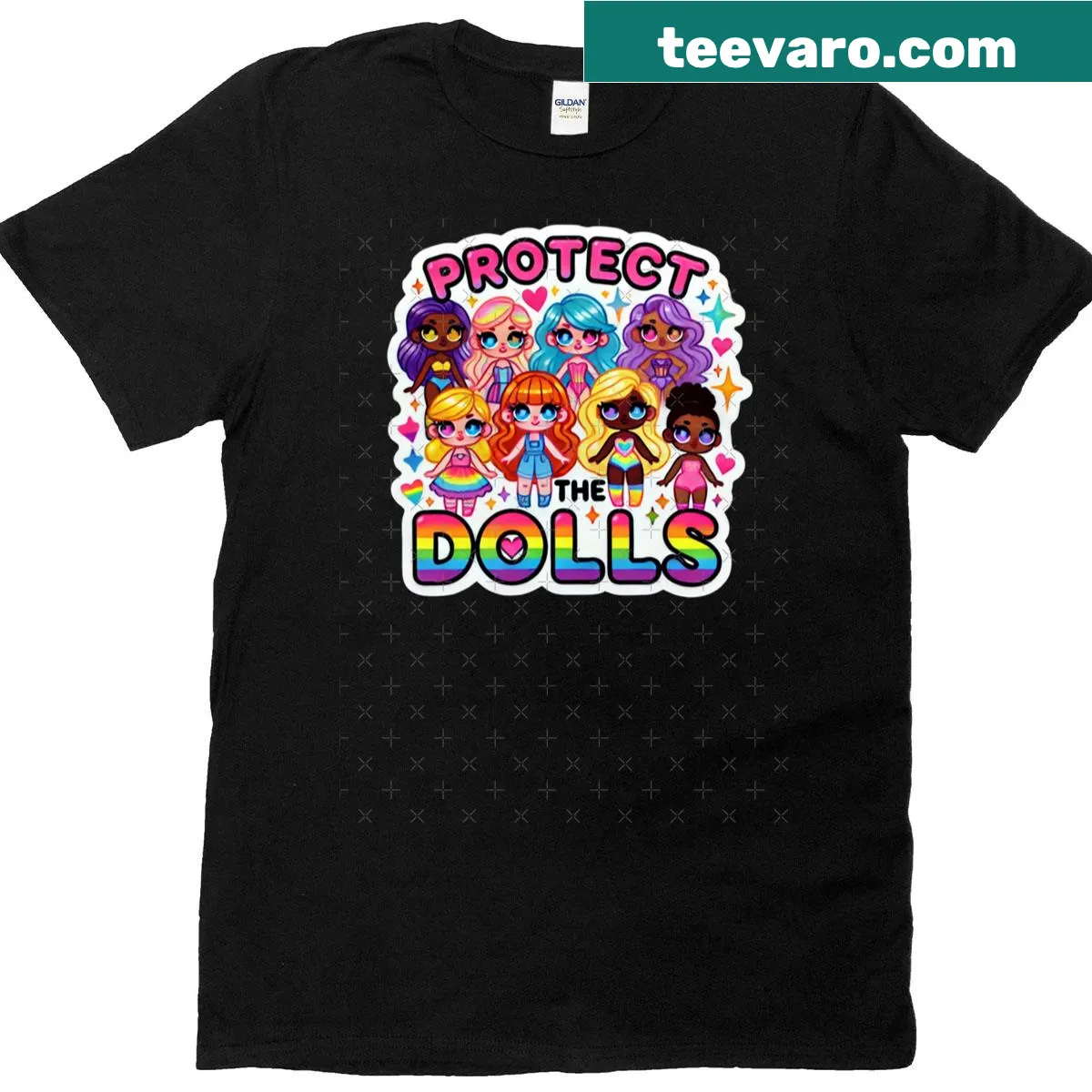 T-shirt with bold text 'Protect The Dolls' across the chest — on a men's t-shirt