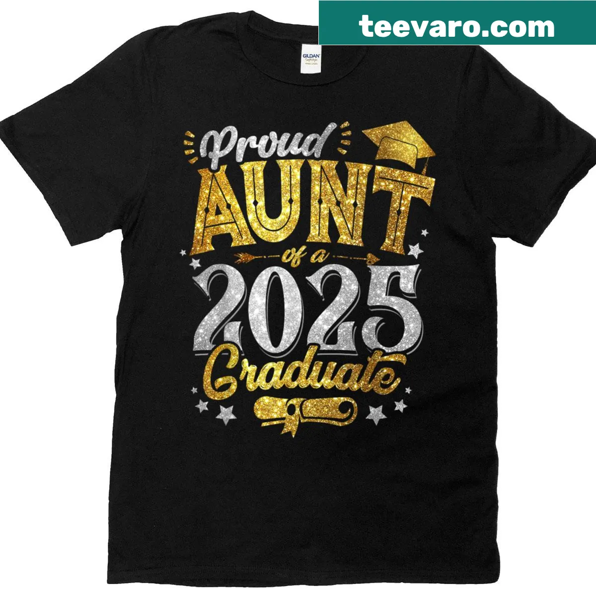 T-shirt with 'Proud Aunt Of A 2025 Graduate' text — on a men's t-shirt