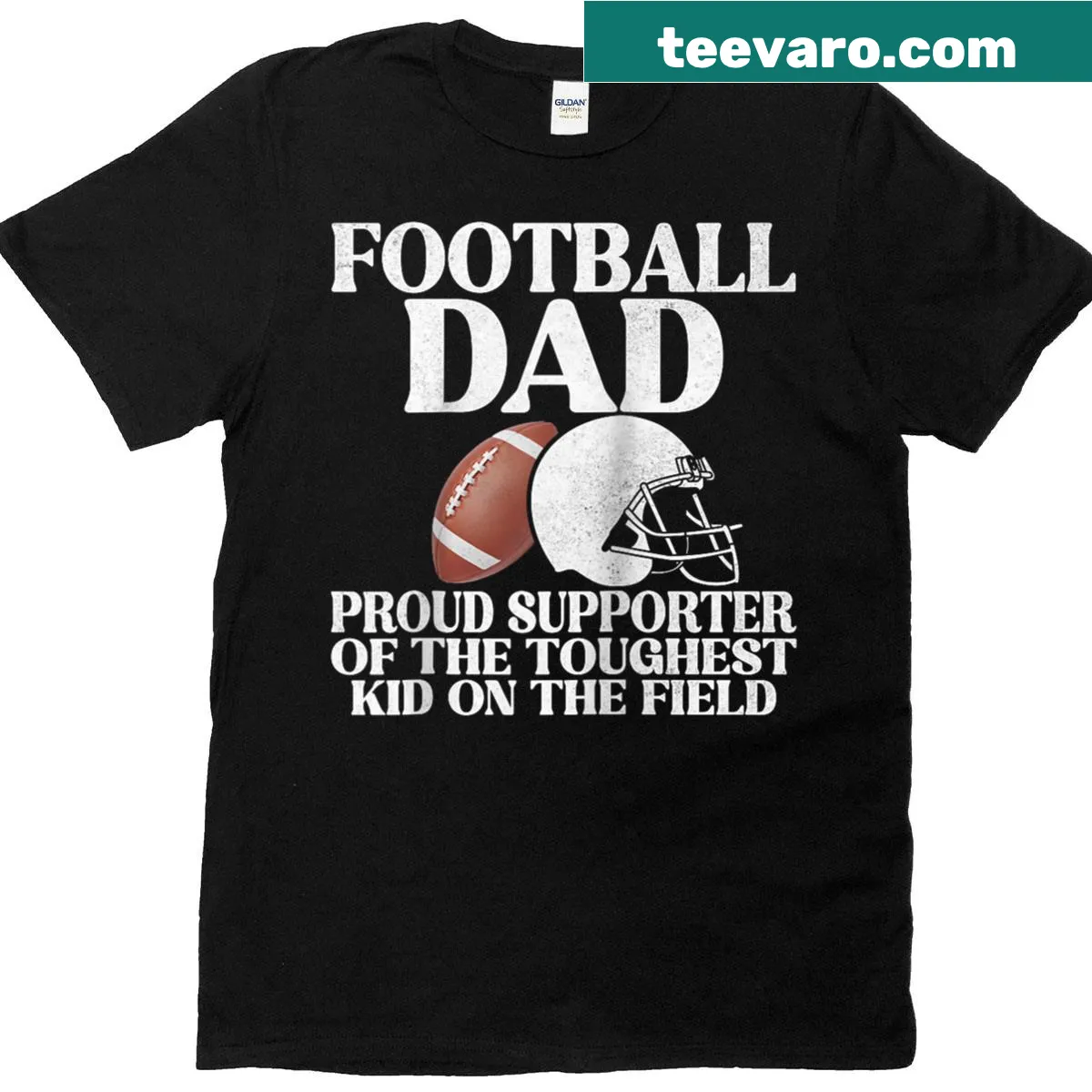 Proud Dad Supporter t-shirt with typographic design for sports — on a men's t-shirt