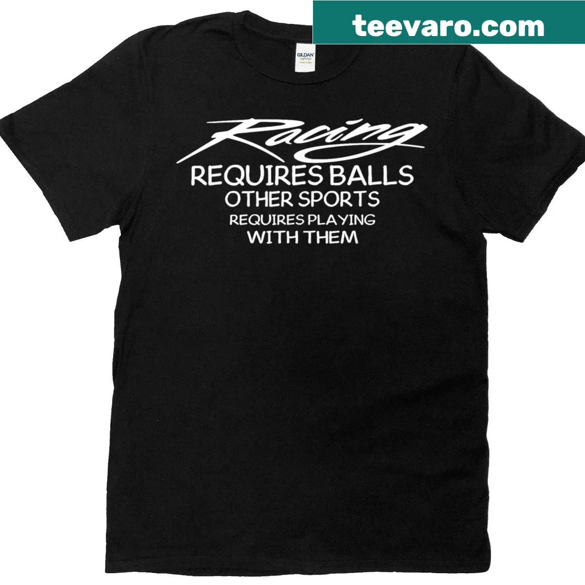Humorous typography T-shirt about racing and sports — on a men's t-shirt