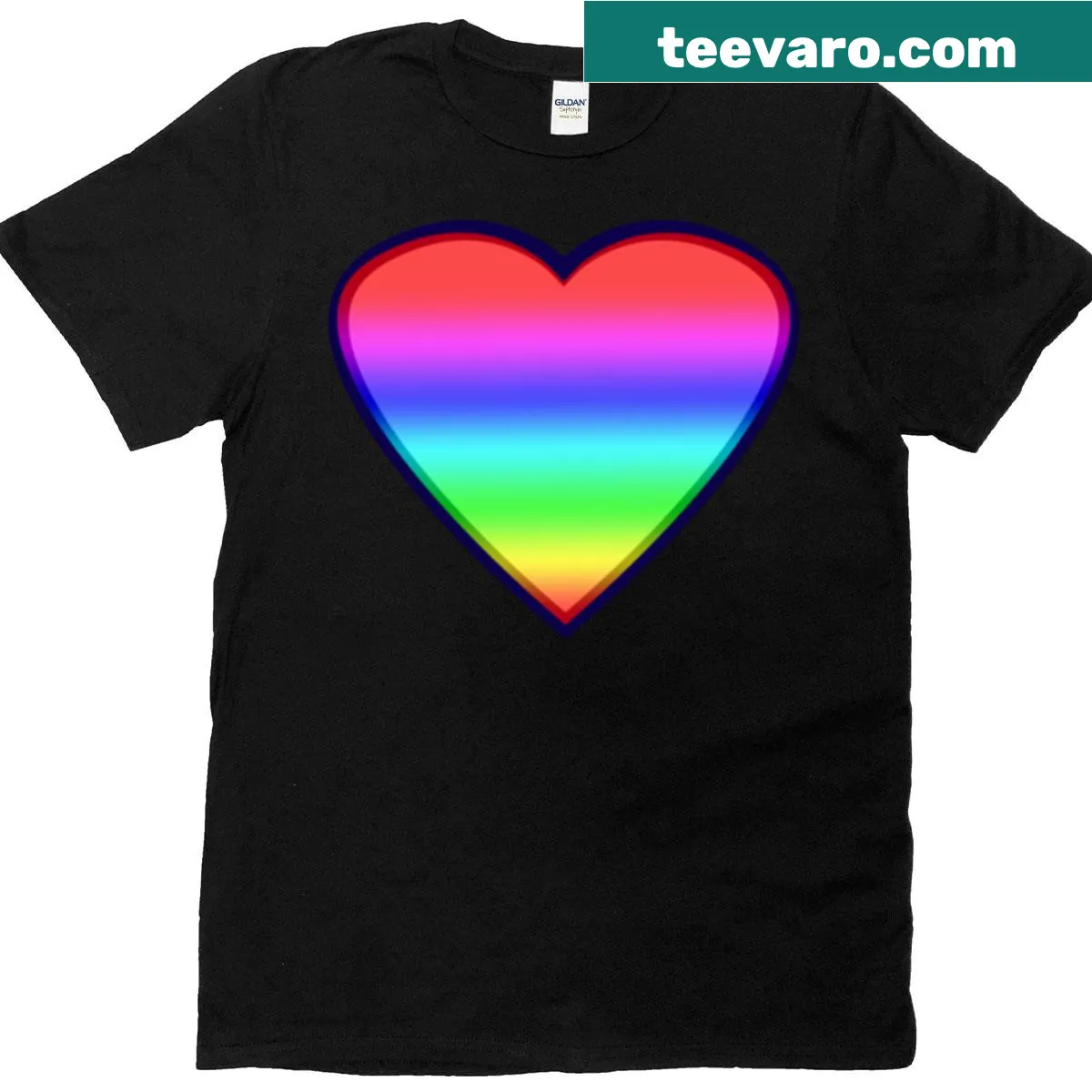 Oversized T-shirt with a gradient heart design in rainbow colors — on a men's t-shirt