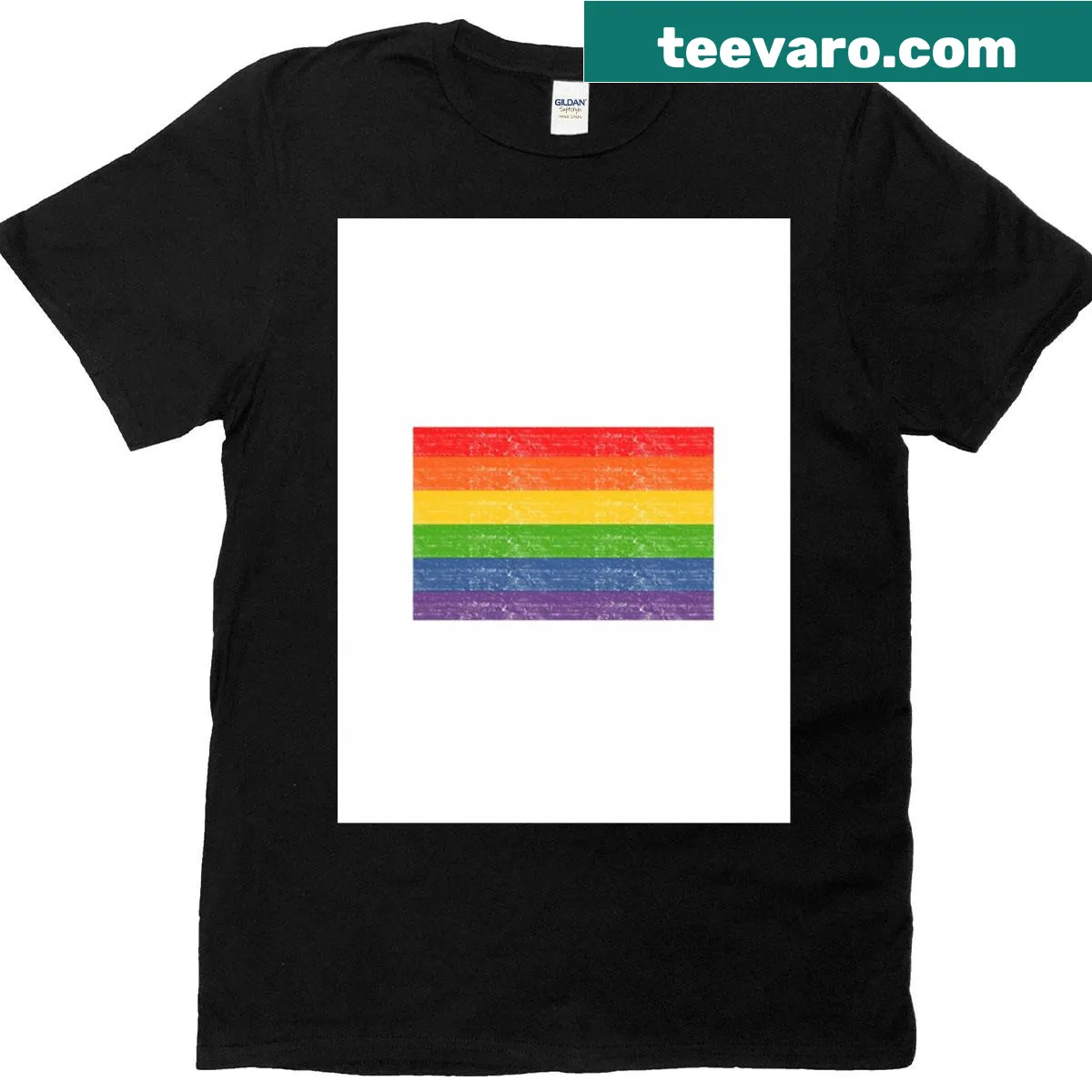 Rainbow graphic T-shirt with a bold and colorful design — on a men's t-shirt
