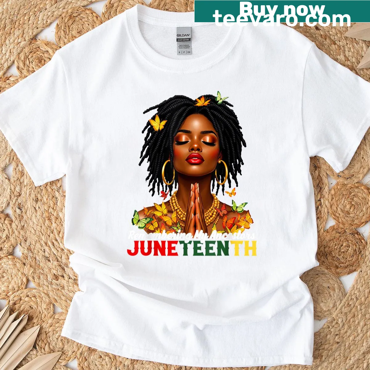 Illustration of natural hair honoring ancestors on a t-shirt — on a men's t-shirt