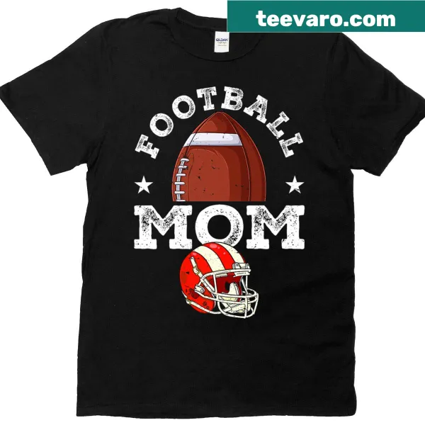 Vintage Football Mom t-shirt with a faded football graphic and text