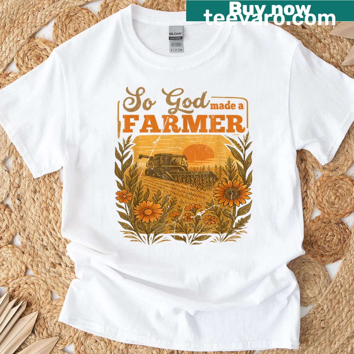 Vintage T-shirt with the phrase 'So God Made A Farmer.' — on a men's t-shirt