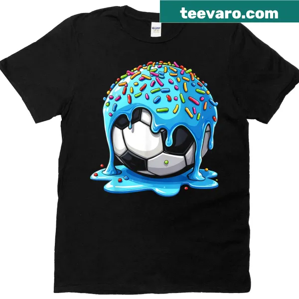 Illustrated summer soccer t-shirt with ice cream and sprinkles theme