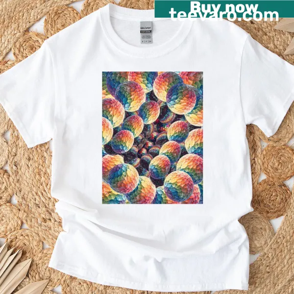 Abstract swirling spheres graphic on a stylish t-shirt