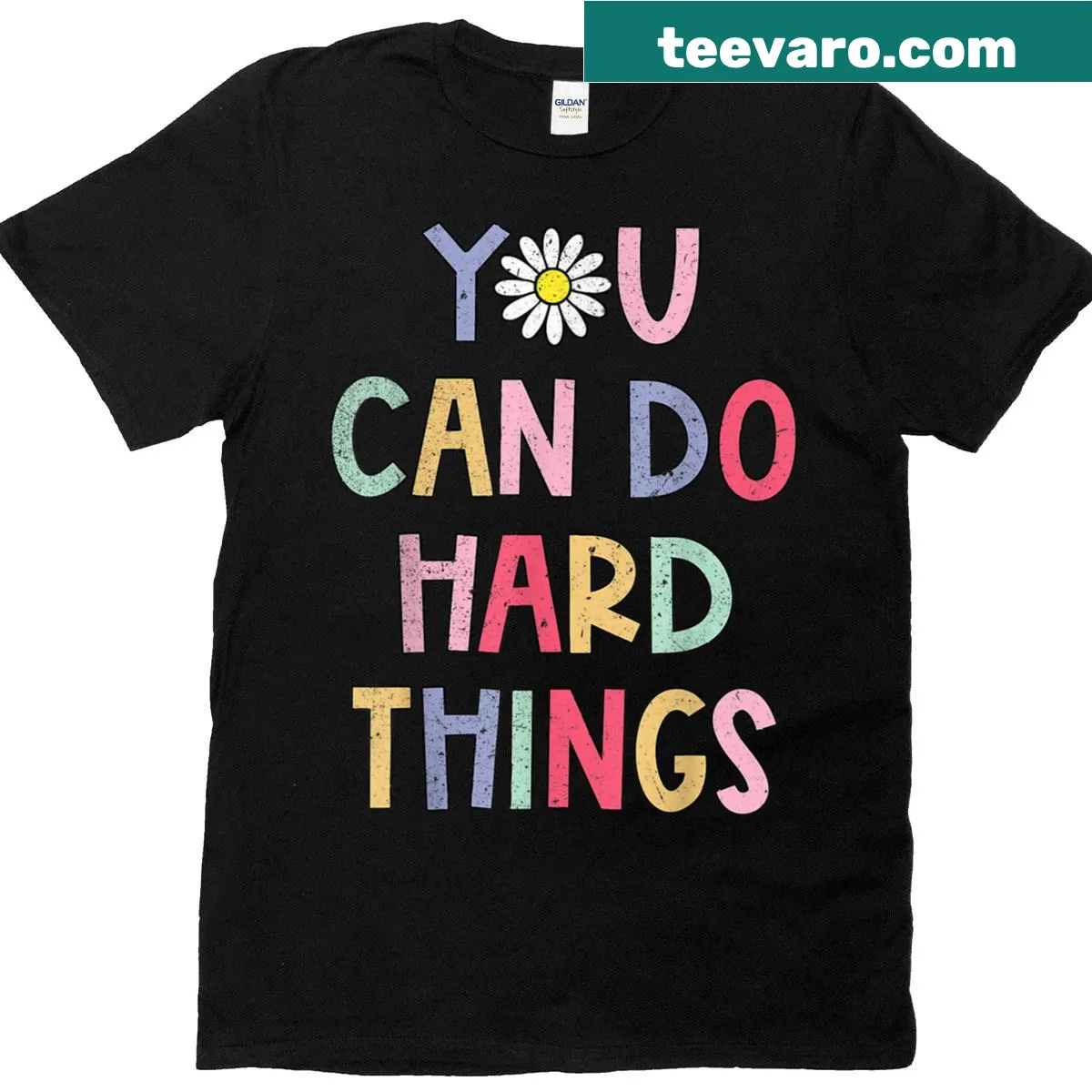 Inspirational teacher T-shirt with 'You Can Do Hard Things' slogan — on a men's t-shirt