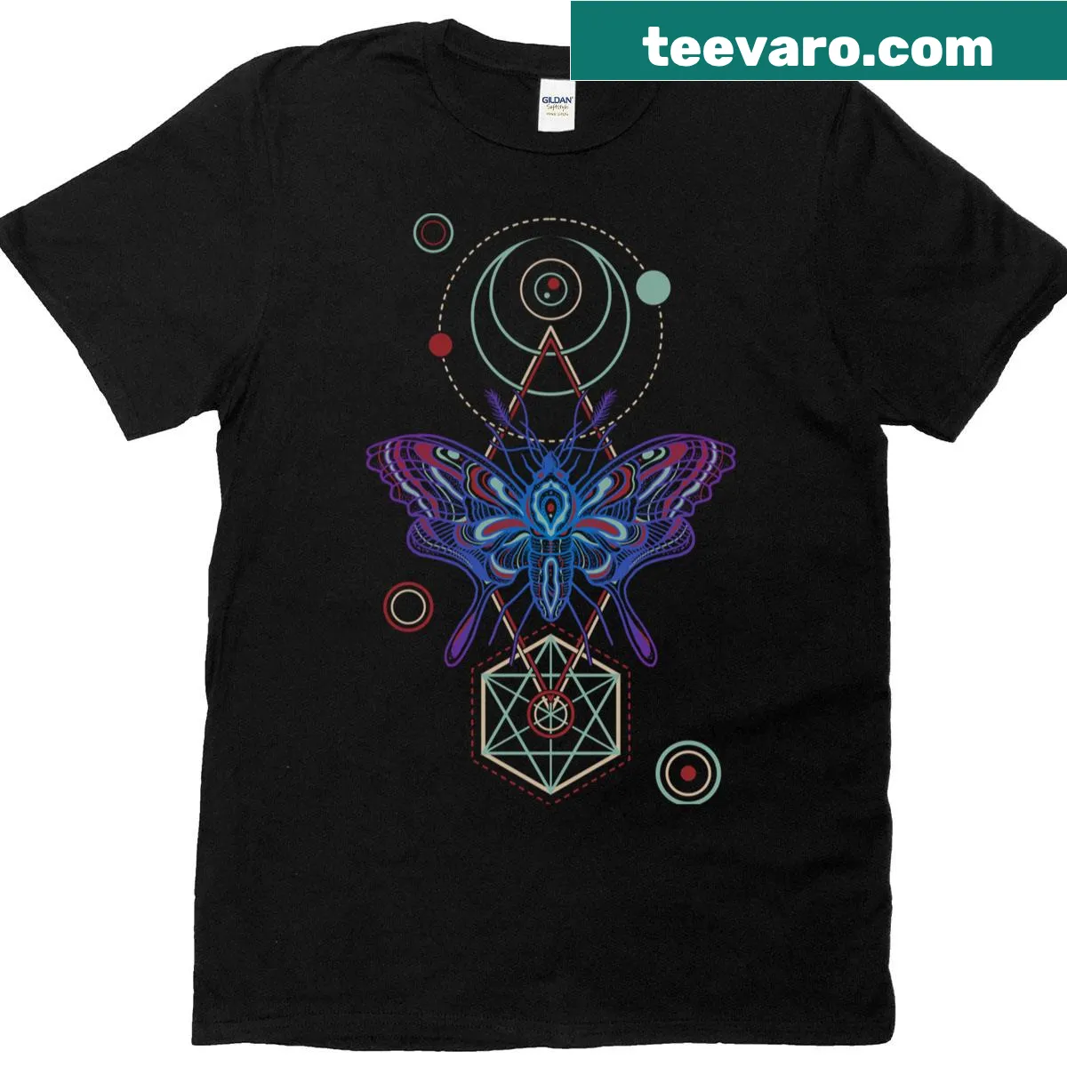 Illustrated butterfly on the moon design t-shirt — on a men's t-shirt
